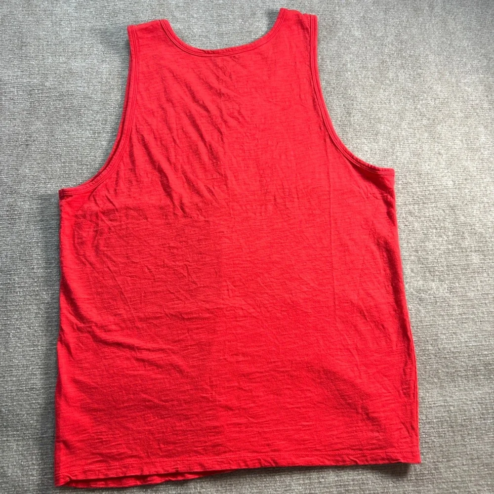 Old Navy Mens Tank Top Bundle Size Large Red Blue Stripe Palm Tree Graphic 2pk